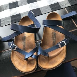 Blue ankle wrap Birkenstocks